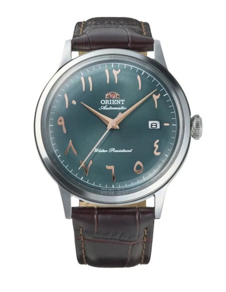 reloj automático hombre Orient Bambino Arabic Dial "Oasis Teal" RA-AC0035E 40.5m correa de cuero cal. F6724